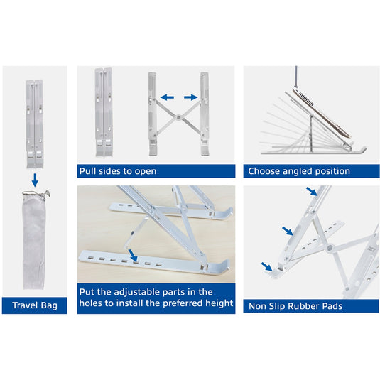 Act connectivity laptopstandaard aluminium, opvouwbaar (aluminium, hoogte verstelbaar in 7 standen)