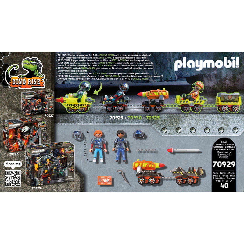 Afbeelding laden in galerijviewer, Playmobil dino rise - dino mine raket kart constructiespeelgoed (70929)
