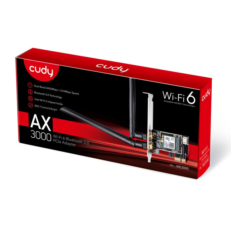 Afbeelding laden in galerijviewer, Cudy ax3000 wi-fi 6 bluetooth pci-e wlan adapter (zwart)
