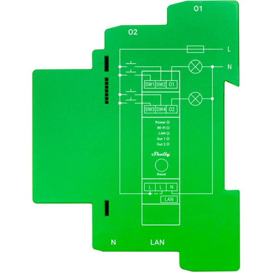 Shelly pro dimmer 2pm relais (groen, 2-kanaals, wifi, lan, bluetooth)