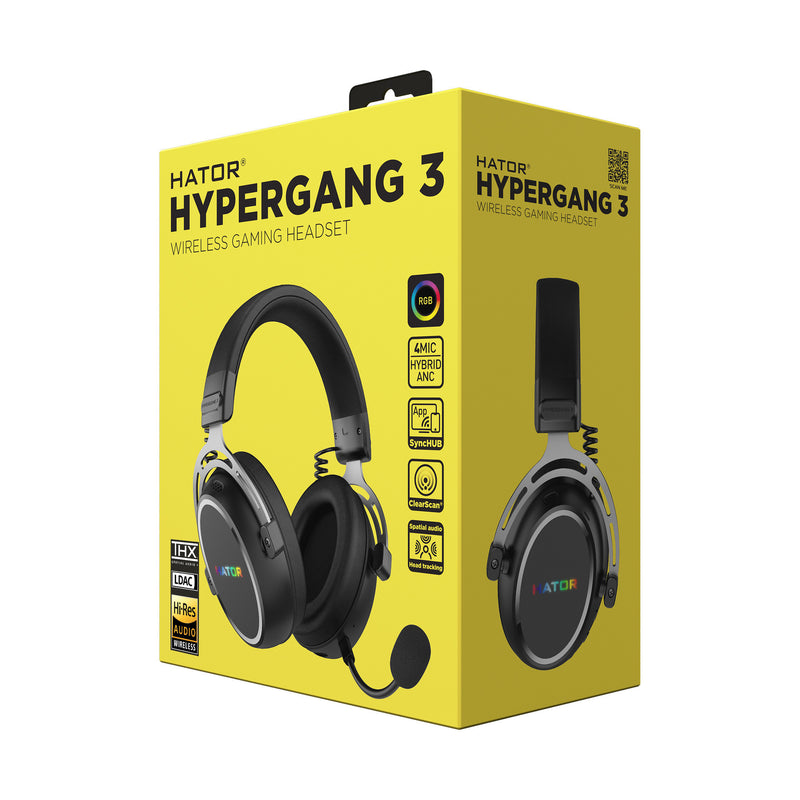 Afbeelding laden in galerijviewer, Hator hypergang 3 wireless over-ear gaming headset (zwart, rgb, 2.4ghz bluetooth usb)
