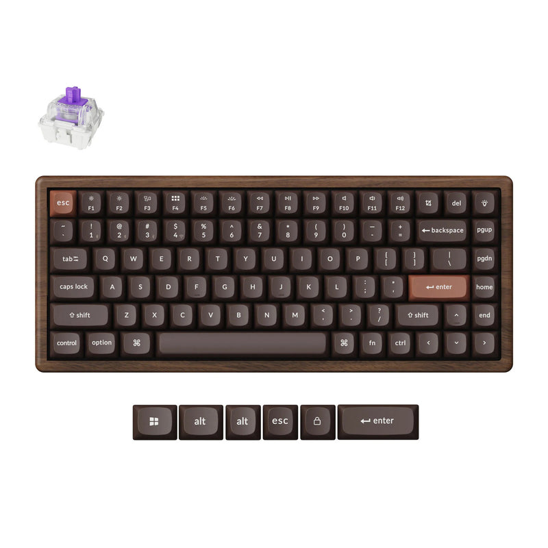 Afbeelding laden in galerijviewer, Keychron k2he all-wood special edition mechanisch toetsenbord (houtkleur, us lay-out (qwerty), gateron double-rail magnetic nebula, 75%, gateron double-rail magnetic, osa pbt double-shot, hot swap, bluetooth 5.2 | usb-c)
