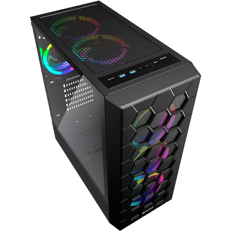 Afbeelding laden in galerijviewer, Sharkoon rgb hex midi tower behuizing (zwart | 2x usb-a | 1x usb-c | rgb | tempered glass)
