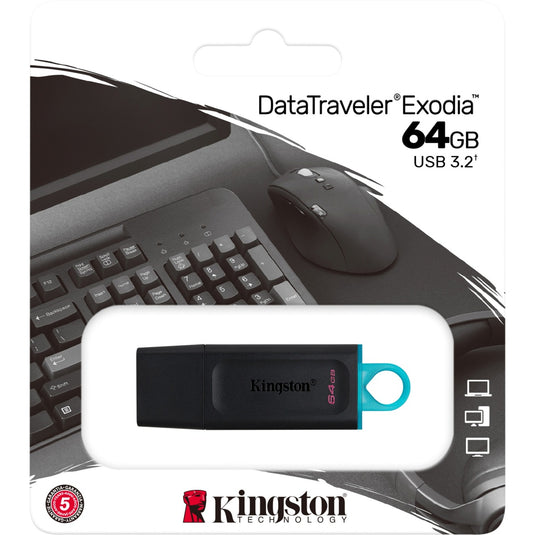 Kingston datatraveler exodia 64 gb usb-stick (zwart turquoise, dtx 64gb)