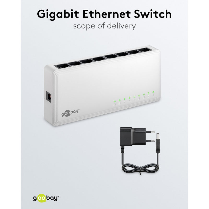 Afbeelding laden in galerijviewer, Goobay 8-poort gigabit ethernet switch (wit)
