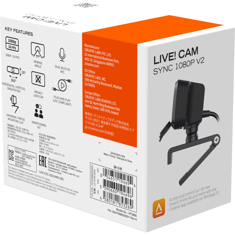 Afbeelding laden in galerijviewer, Creative live! cam sync 1080p v2 webcam (zwart)
