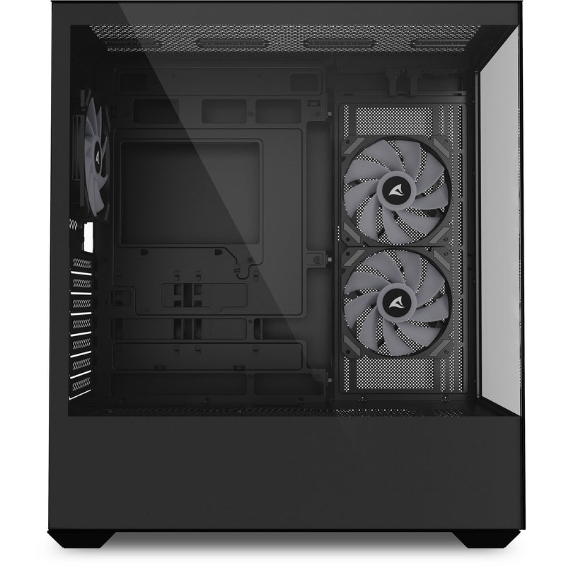 Afbeelding laden in galerijviewer, Sharkoon sk6 argb midi tower behuizing (zwart | 2x usb-a | rgb | tempered glass)
