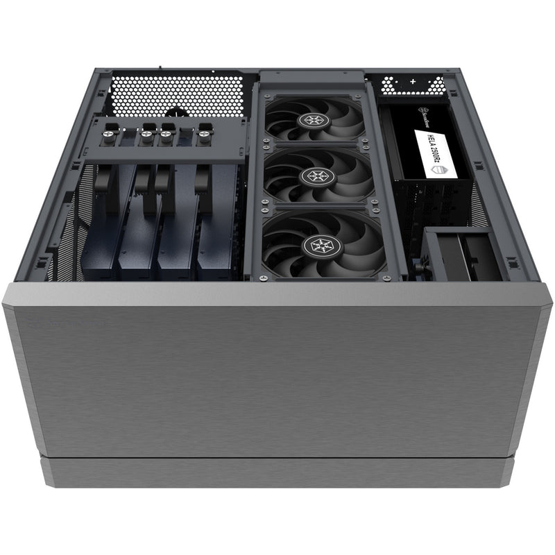 Afbeelding laden in galerijviewer, Silverstone crown 04 htpc behuizing (donkergrijs | 4x usb-a | 1x usb-c)
