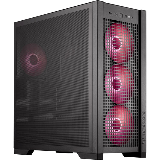 Asus tuf gaming gt302 argb midi tower behuizing (zwart | 2x usb-a | 1x usb-c | rgb | tempered glass)