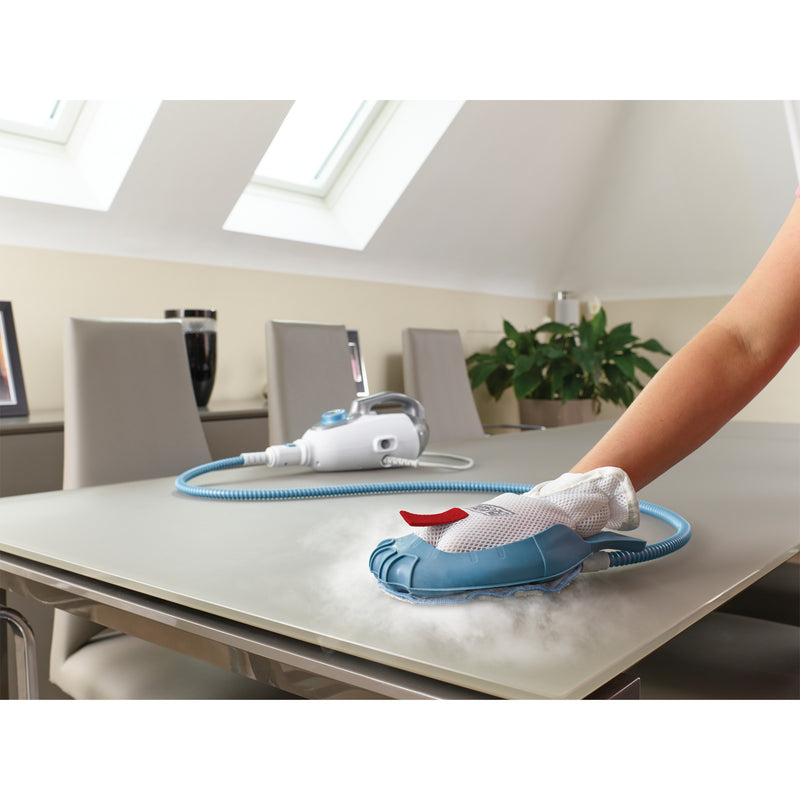 Afbeelding laden in galerijviewer, Black+decker 1600w steam-mop bhsm1615dam-qs stoomreiniger (wit blauw, incl. steamitt, deltavoet en 17 accessoires)
