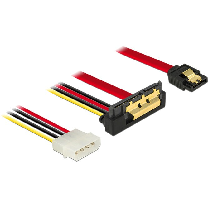 Afbeelding laden in galerijviewer, Delock sata 7 pin + molex 4 pin power plug > sata 22 pin haaks adapter (zwart rood)

