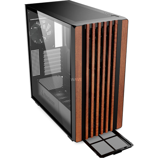 Sharkoon rebel c70g rgb midi tower behuizing (zwart houtkleur | 2x usb-a | 1x usb-c | rgb | tempered glass)