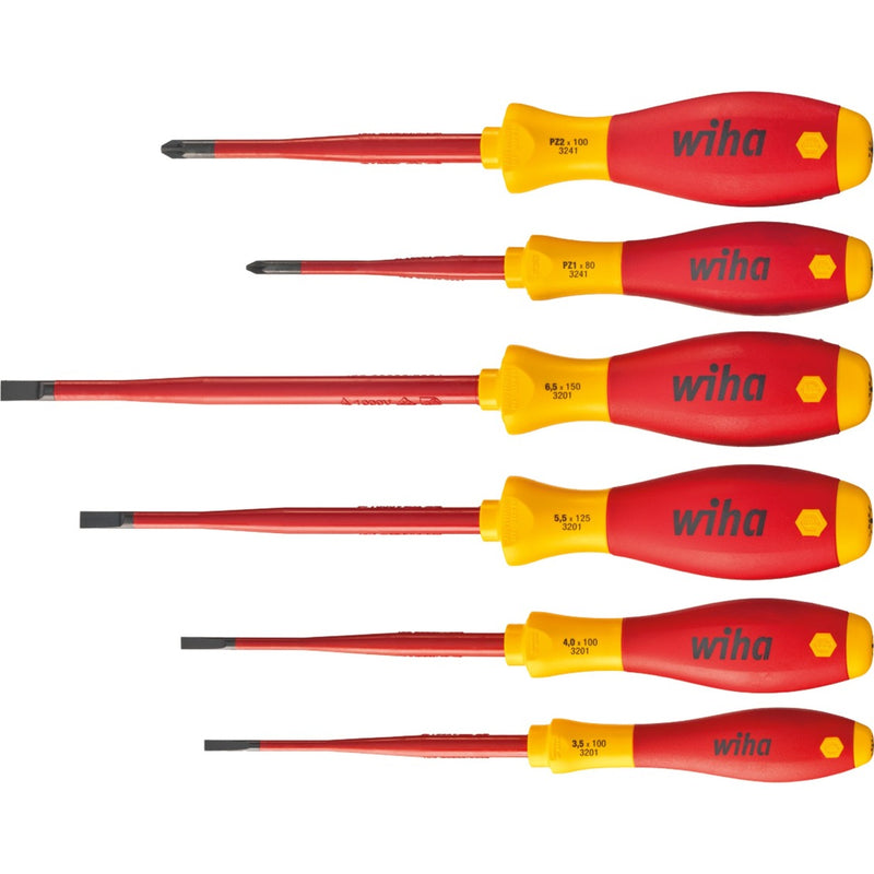 Afbeelding laden in galerijviewer, Wiha schroevendraaierset softfinish electric slimfix (rood geel, 6-delig)
