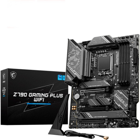 Msi z790 gaming plus wifi socket 1700 moederbord (grijs zwart, raid, 2.5 gb-lan, wi-fi 6e, bt, sound, atx)