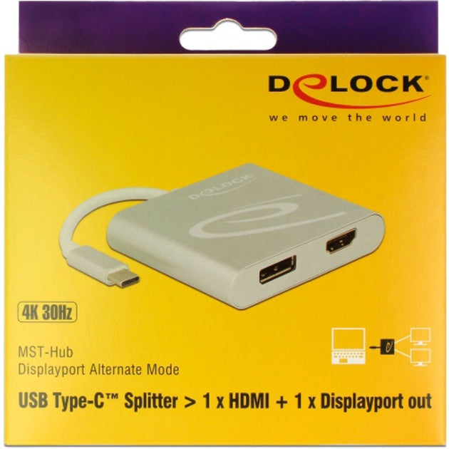 Afbeelding laden in galerijviewer, Delock usb-c > 1x hdmi + 1x displayport adapter (zilver, 0,1 meter, 4k)
