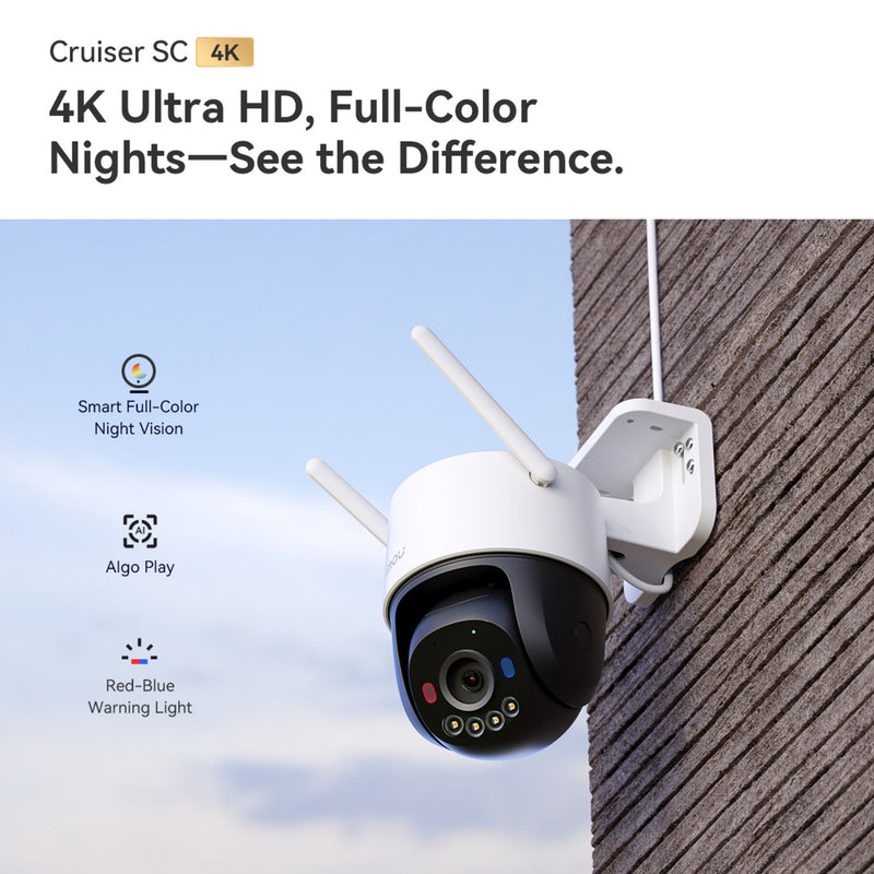 Afbeelding laden in galerijviewer, Imou cruiser sc 4k - beveiligingscamera voor buiten – 4k ultra hd (8mp) – 360° pan tilt – slimme persoonsdetectie tracking – kleur nachtzicht – sirene waarschuwingslicht – wi-fi 6 poe
