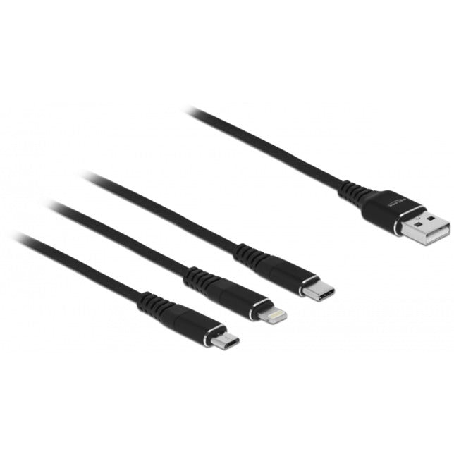 Afbeelding laden in galerijviewer, Delock usb charging cable 3 in 1 for lightning, micro usb, usb-c kabel (zwart, 1 meter)
