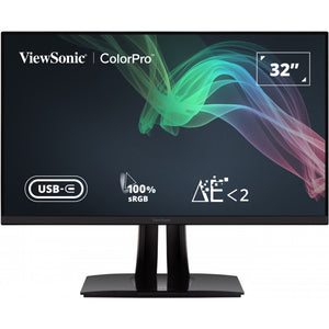 Viewsonic vp3256-4k 31.5 monitor (zwart (mat), 2x hdmi, 1x displayport, usb-a, usb-b, usb-c)