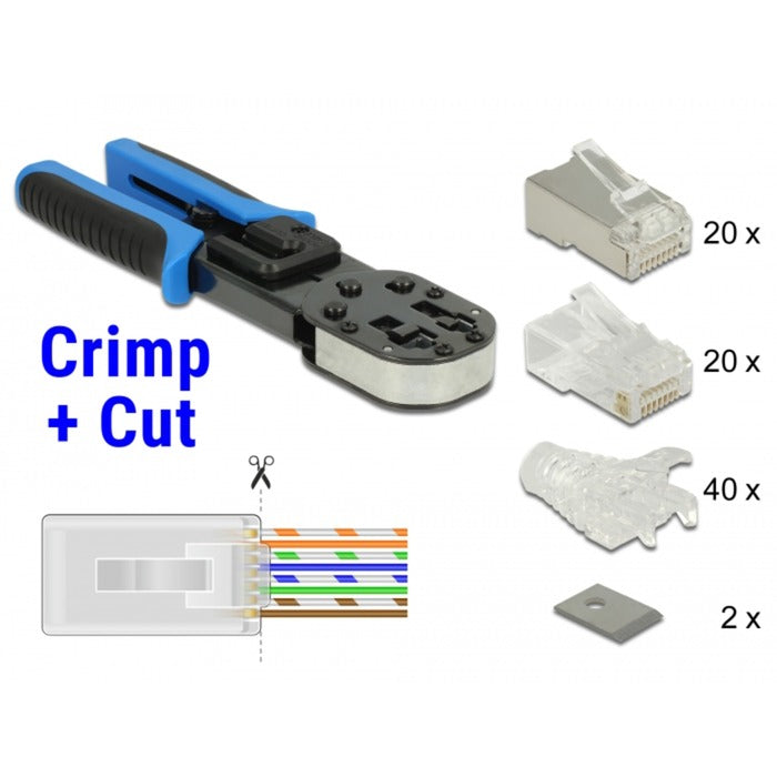 Afbeelding laden in galerijviewer, Delock rj45 crimp + cut set krimptang (zwart blauw)
