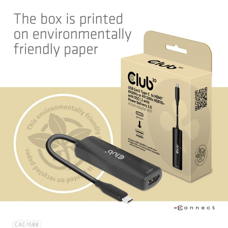 Afbeelding laden in galerijviewer, Club 3d usb-c naar hdmi 2.1+ pd 3.0 100 watt adapter (zwart)
