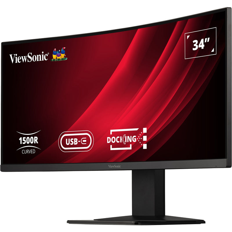 Afbeelding laden in galerijviewer, Viewsonic uwqhd curved docking monitor met kvm-switch vg3419c 34 ultrawide (zwart (mat), 1x hdmi, 1x displayport, usb-a, usb-b, usb-c, lan, audio)
