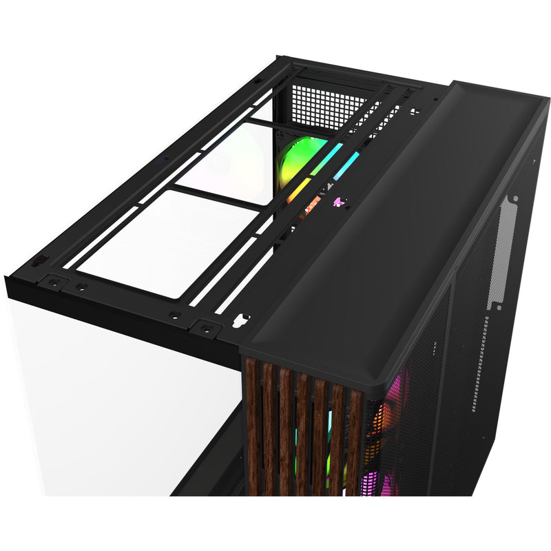Afbeelding laden in galerijviewer, Thermaltake view 380 xl ws argb midi tower behuizing (zwart houtkleur | 2x usb-a | 1x usb-c | rgb | tempered glass)
