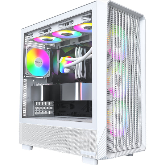 Montech x5 midi tower behuizing (wit | 2x usb-a | 1x usb-c | tempered glass)