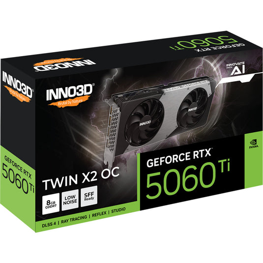 Inno3d geforce rtx 5060 ti twin x2 oc 8gb grafische kaart (3x displayport, 1x hdmi 2.1, dlss 4)