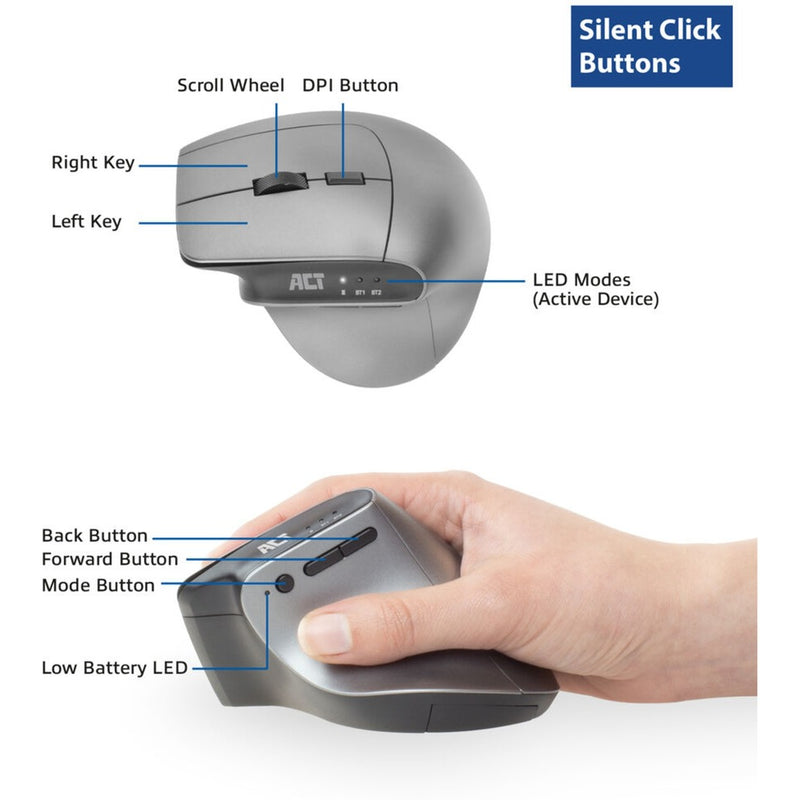 Afbeelding laden in galerijviewer, Act draadloze muis ac5155 bluetooth zwart, zilver
