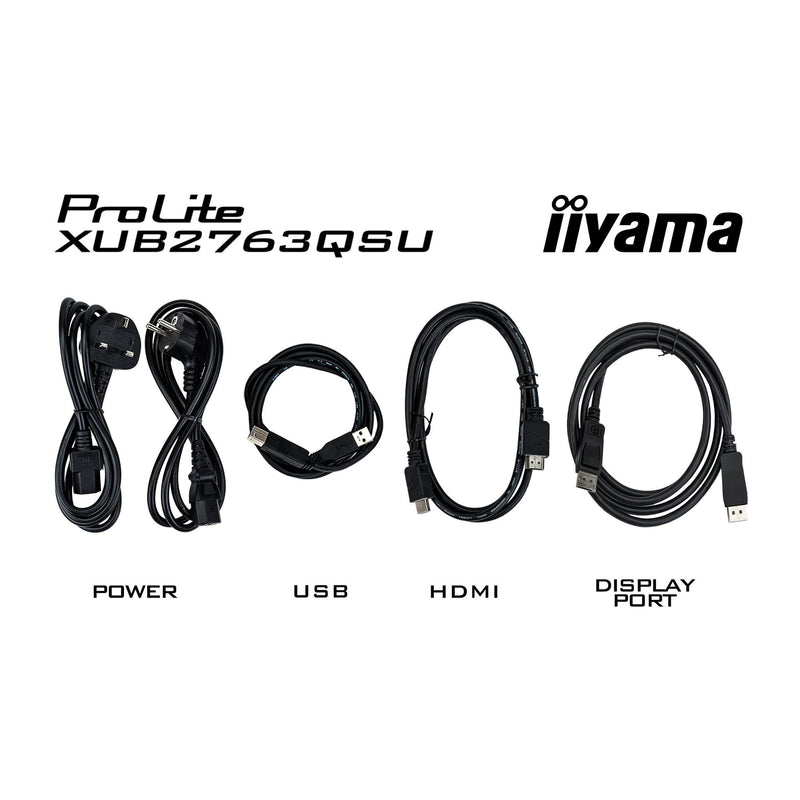 Afbeelding laden in galerijviewer, Iiyama prolite xub2763qsu-b1 27 monitor (zwart, hdmi, displayport, 2x usb-a, usb-b)
