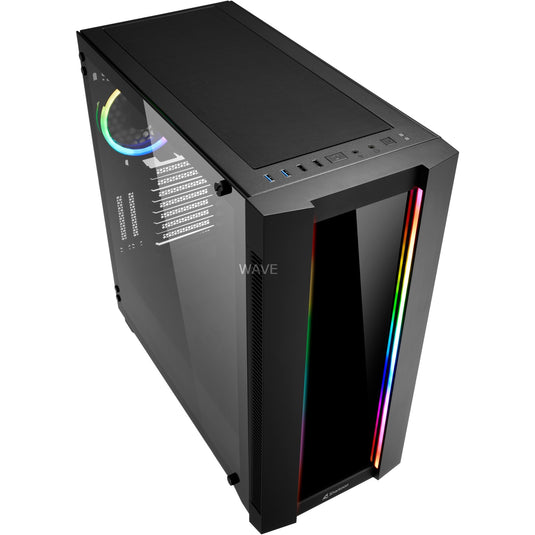Sharkoon elite shark ca200g big tower behuizing (zwart | 4x usb-a | rgb | tempered glass)