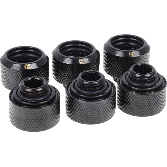 Alphacool eiszapfen 16mm hardtube compression fitting g1 4 - sixpack schroevenset (zwart)