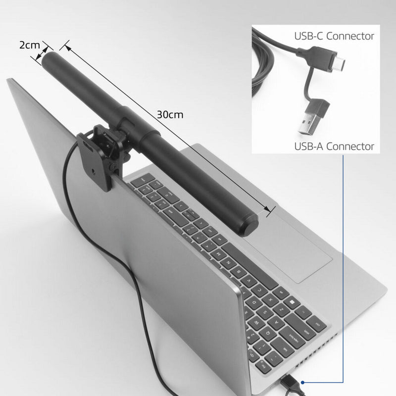 Afbeelding laden in galerijviewer, Act connectivity dimbare clip-on laptop led-lichtbalk led-bar (zwart, usb-voeding, 3000k-6500k)
