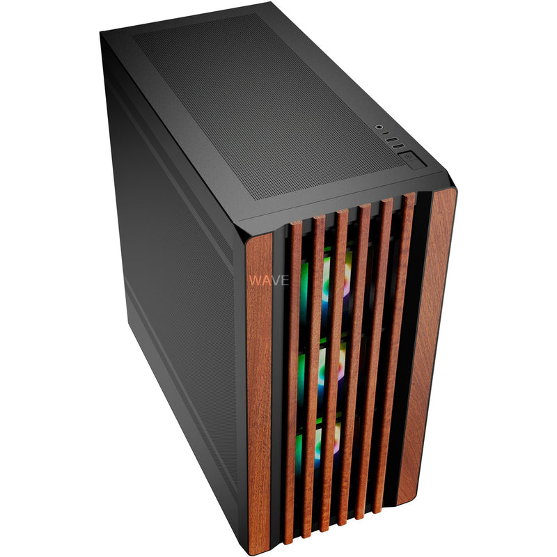 Afbeelding laden in galerijviewer, Sharkoon rebel c70m rgb midi tower behuizing (zwart houtkleur | 2x usb-a | 1x usb-c | rgb)

