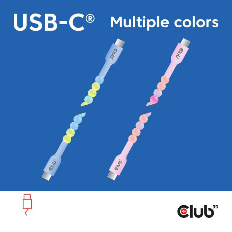 Afbeelding laden in galerijviewer, Club 3d usb-c beaded cable blue, 2 meter kabel (blauw)
