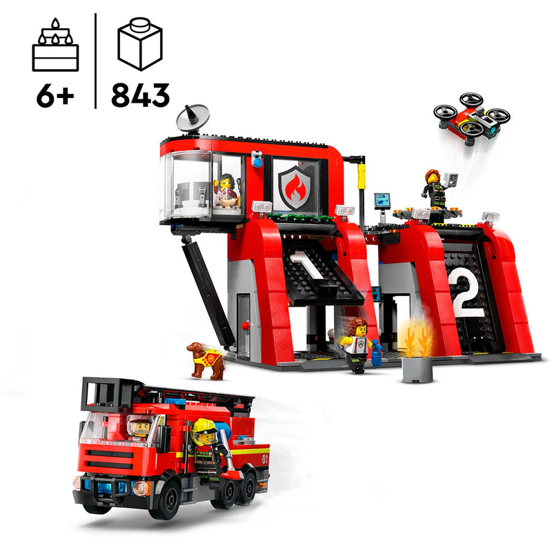 Afbeelding laden in galerijviewer, Lego city - brandweerkazerne en brandweerauto constructiespeelgoed (60414)
