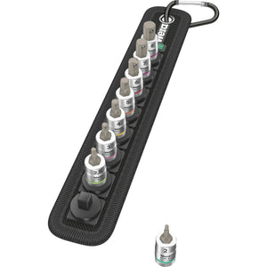 Wera belt b 2 zyklop binnenzeskant bitdoppen set, 3 8 , 8‑delig dopsleutel (zwart zilver, met vasthoudfunctie)
