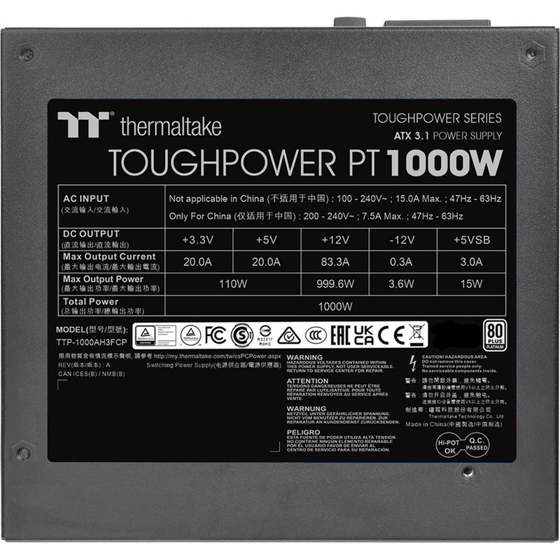 Afbeelding laden in galerijviewer, Thermaltake toughpower pt modulaire 1000 watt voeding (1x 12v-2x6, 2x pcie)
