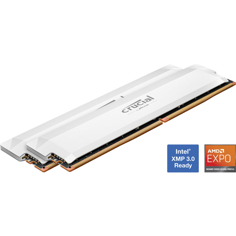 Afbeelding laden in galerijviewer, Crucial pro oc 32 gb ddr5-6000 (2x 16 gb) werkgeheugen (wit, cp2k16g60c36u5w, xmp 3.0, expo)
