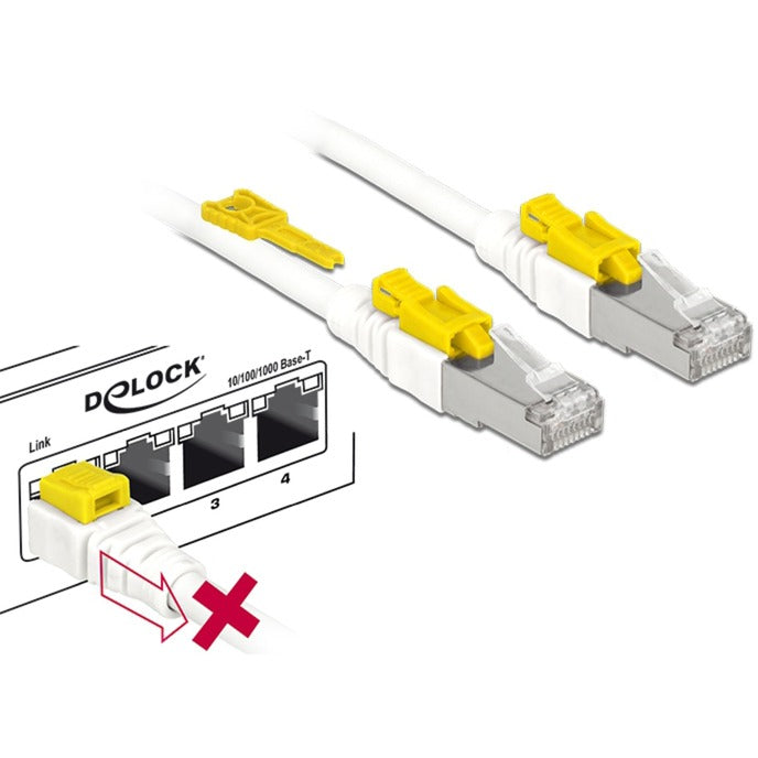 Afbeelding laden in galerijviewer, Delock patchkabel s stp, rj-45 secure met cat.6a (wit, 85330, 0,5 meter)
