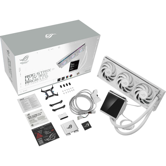 Asus rog strix lc iv 360 argb lcd waterkoeling (wit, 4-pin pwm)