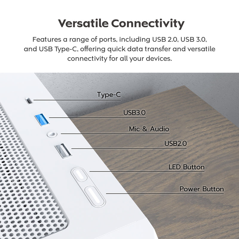 Afbeelding laden in galerijviewer, Montech x5 midi tower behuizing (wit | 2x usb-a | 1x usb-c | tempered glass)
