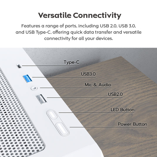 Montech x5 midi tower behuizing (wit | 2x usb-a | 1x usb-c | tempered glass)