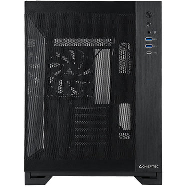 Chieftec visio air midi tower behuizing (zwart | 2x usb-a | 1x usb-c | tempered glass)