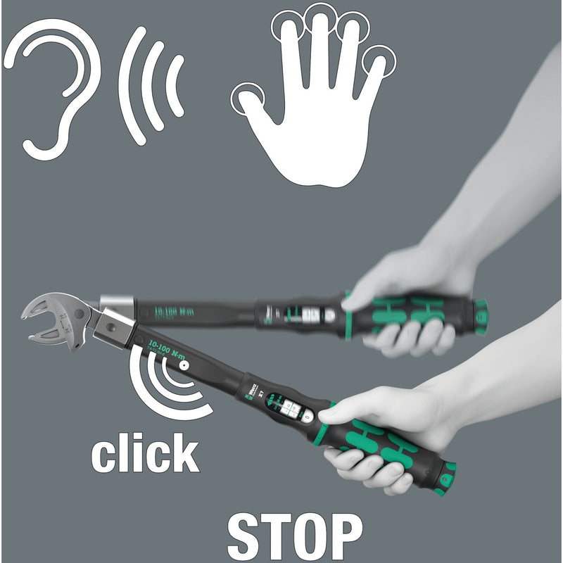 Afbeelding laden in galerijviewer, Wera click-torque x 7 draaimomentsleutel voor insteekgereedschappen (zwart groen, 10-100 nm)
