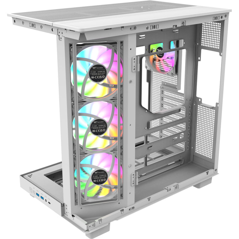 Afbeelding laden in galerijviewer, Thermaltake view 380 xl ws argb midi tower behuizing (wit houtkleur | 2x usb-a | 1x usb-c | rgb | tempered glass)
