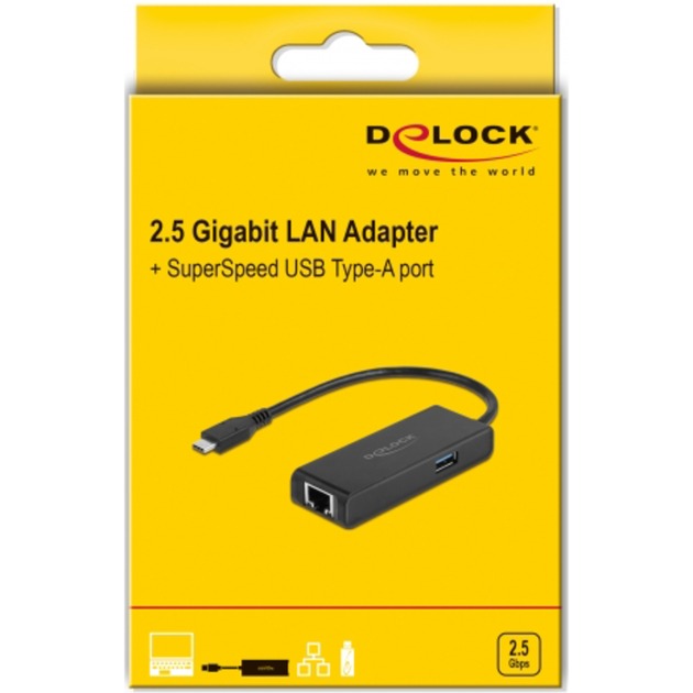 Afbeelding laden in galerijviewer, Delock usb-c adapter naar 2,5 gigabit lan met usb-a female (zwart)
