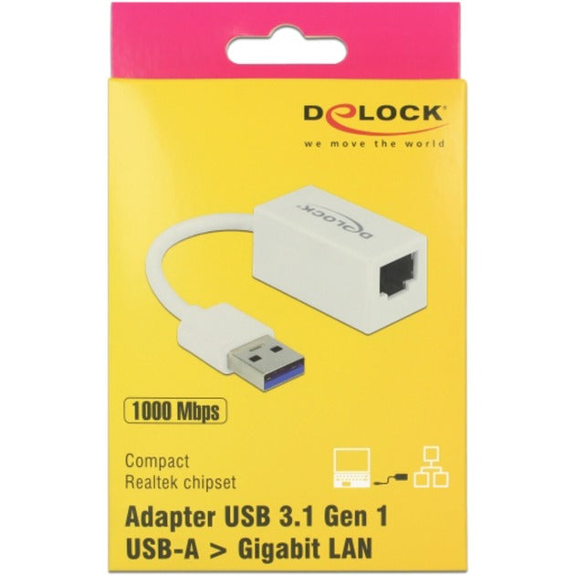 Afbeelding laden in galerijviewer, Delock superspeed usb-a (usb 3.1 gen 1) male > gigabit lan 10 100 1000 mbps compact adapter (wit, 0,127 meter)
