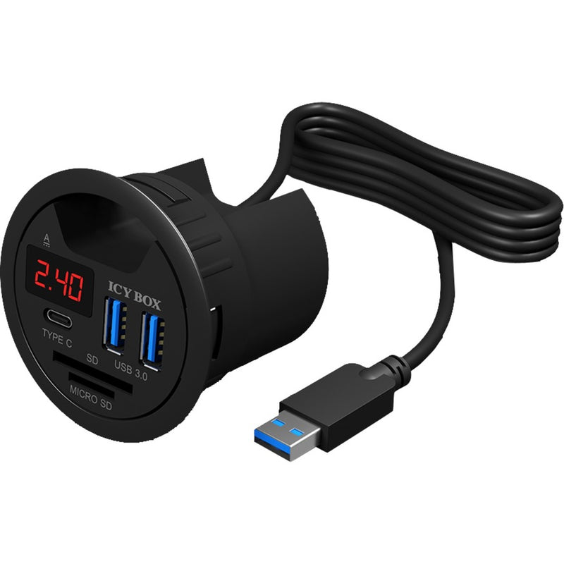 Afbeelding laden in galerijviewer, Icy box ib-hub1404 usb-hub (zwart, incl. usb-c, sd- en microsd kaartlezer en oplaadfunctie)
