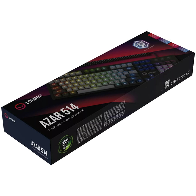 Afbeelding laden in galerijviewer, Lorgar azar 514, gaming toetsenbord (zwart, us lay-out, logar dream, rgb)
